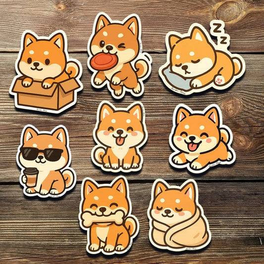 Kawaii Shiba Inu Dog Sticker Pack: Waterproof Vinyl Decals