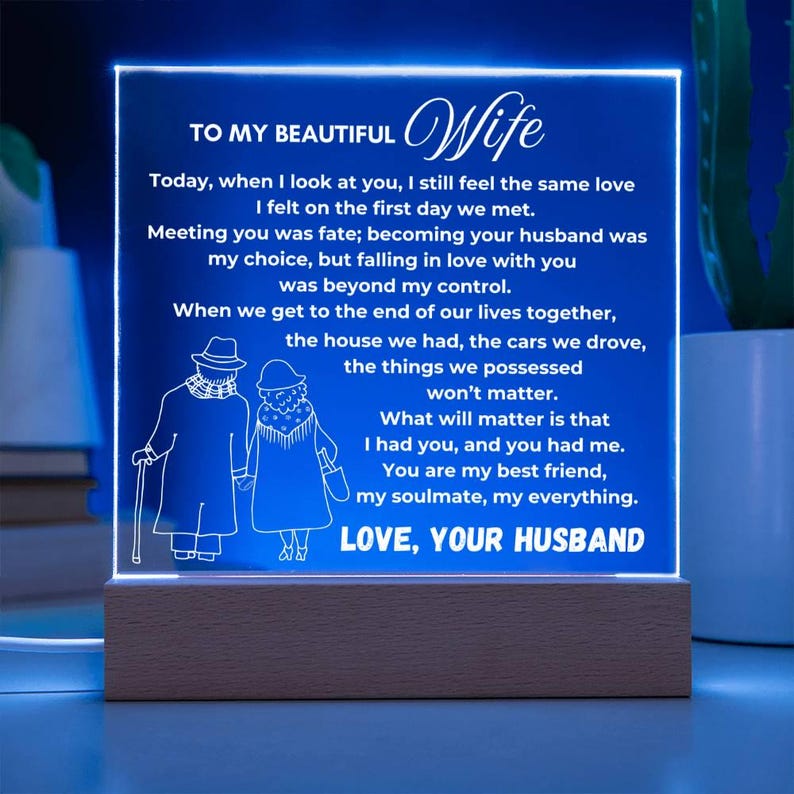 Anniversary gift Acrylic Plaque, To my Wife gift from Husband, Wife gifts Wedding day, Sentimental Valentines gift for her, Wife keepsake