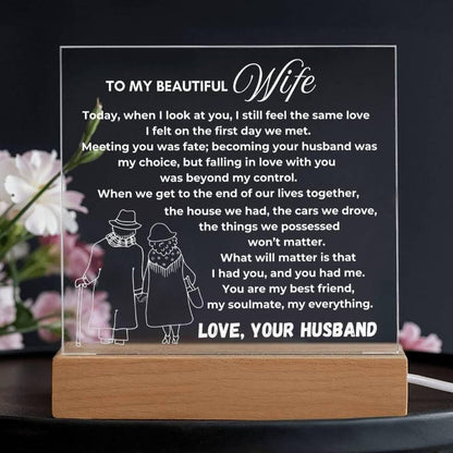 Anniversary gift Acrylic Plaque, To my Wife gift from Husband, Wife gifts Wedding day, Sentimental Valentines gift for her, Wife keepsake
