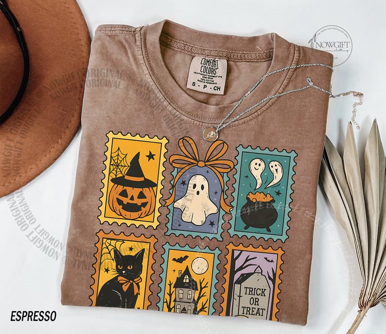Halloween Cute Ghost Pumpkin Cat Shirt, Cute Ghost Shirt, Retro Ghost Tee, Women's Halloween Shirt, Fall Spooky Cat shirt, Comfort Colors®