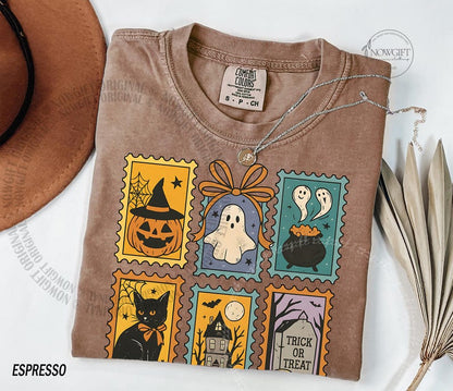 Halloween Cute Ghost Pumpkin Cat Shirt, Cute Ghost Shirt, Retro Ghost Tee, Women's Halloween Shirt, Fall Spooky Cat shirt, Comfort Colors®