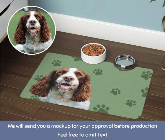Custom Pet Food Mat Using Pet Photo + Name Personalized Dog Feeding Mat Custom Cat Floor Placemat Custom Dog Bowl Mat Personalized Cat Mat