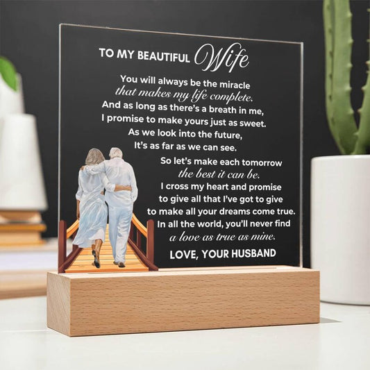 To my Wife gift from Husband, Wedding Anniversary gift Acrylic Plaque for wife, Wife gifts Wedding day, Sentimental Valentines gift for her