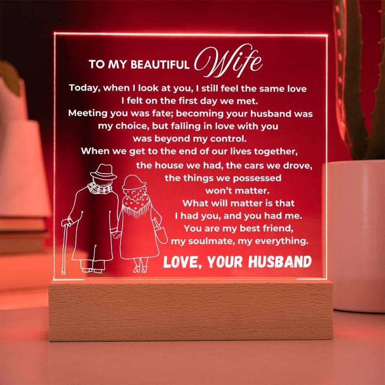 Anniversary gift Acrylic Plaque, To my Wife gift from Husband, Wife gifts Wedding day, Sentimental Valentines gift for her, Wife keepsake