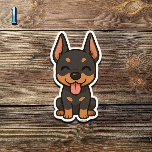 Kawaii Doberman Dog Sticker Set – Waterproof Vinyl Puppy Decals