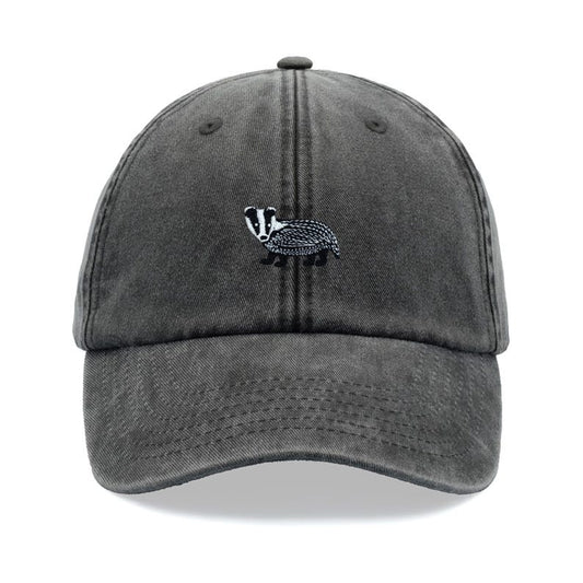 Badger Baseball Cap Vintage Washed Unisex Dad Hat Adjustable Faded Sports Sun Summer Beach Holiday Funny Animal Gardening