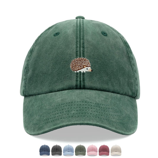 Hedgehog Baseball Cap Vintage Washed Unisex Dad Hat Adjustable Faded Sports Sun Summer Beach Holiday Funny Animal Gardening