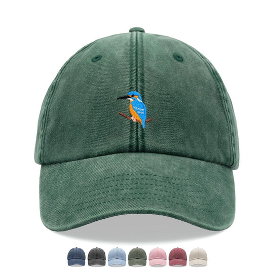 Kingfisher Baseball Cap Vintage Washed Cotton Unisex Dad Hat Adjustable Funny Faded Sports Sun Bird Watcher Summer Holiday Funny