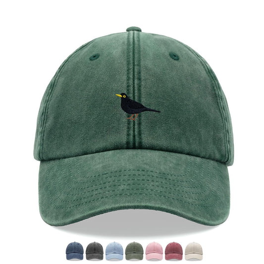 Blackbird Baseball Cap Vintage Washed Cotton Unisex Dad Hat Adjustable Funny Faded Sports Sun Mothers Day Bird Watcher Funny Animal