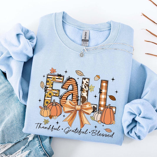 Thankful Sweatshirt, Thanksgiving Sweatshirt, Thankful Grateful Blessed Shirt,Thanksgiving Shirt, Thankful Blessed Shirt, Fall Gift, Pumpkin