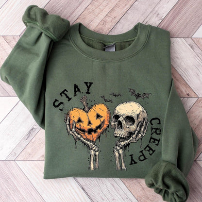 Creepy Sweatshirt, Womens Halloween Sweatshirt, Cute Skeleton Hands Tee, Funny Halloween Outfit, Skull Tee, Spooky Season Shirt