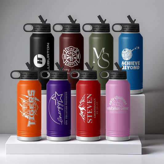 Personalized 32oz Water Bottle: Laser Engraved Stainless Steel Tumbler, Corporate Gift
