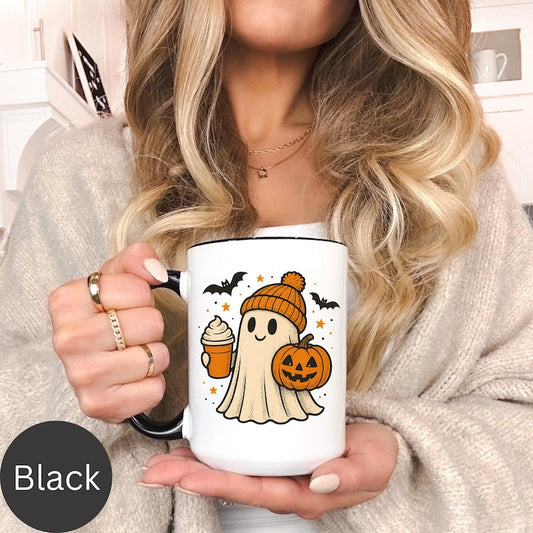 Halloween Ghost Coffee Mug, Friendly Ghost Mug (11, 15oz) Cute Spooky Ghost Halloween Cup, Coffee Lover Housewarming Gift,