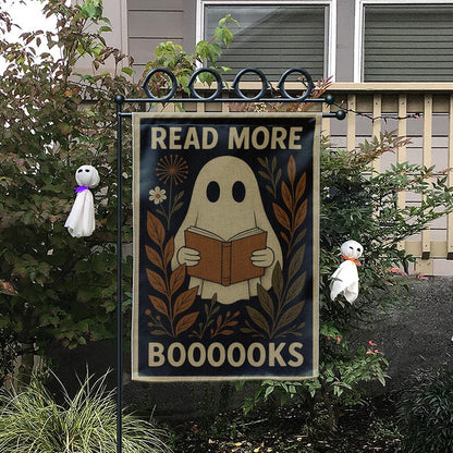 Read More Books Ghost Garden Flag • Halloween Outdoor Yard Banner