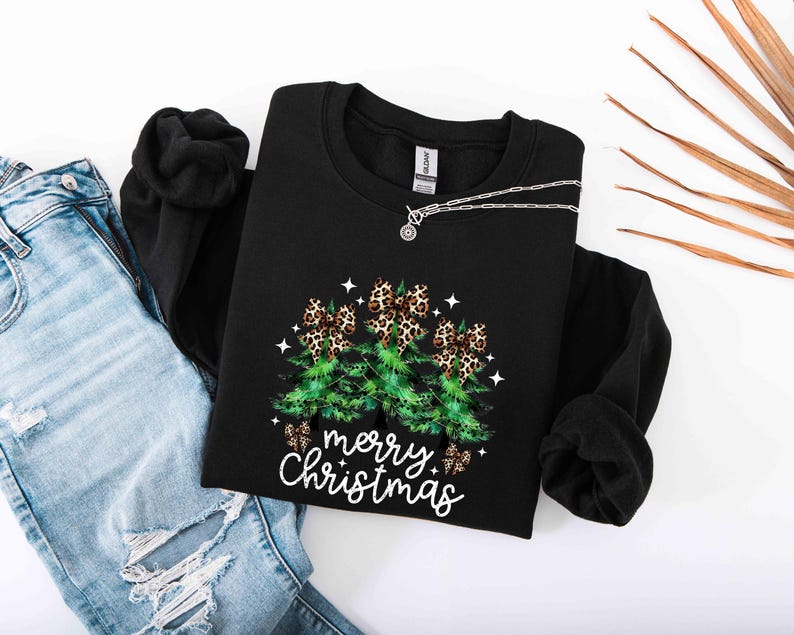 Christmas Shirt, Merry Christmas Sweatshirt, Leopard Printed Christmas Shirt, Christmas Gift Shirt, Women Leopard Christmas Shirt