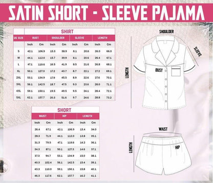 Women's Noodle Cat Short Sleeve Satin Pajama Set, Sleepwear, Cute Funny Noodle Cat Print PJs, Kawaii Summer Lounge Set for Her