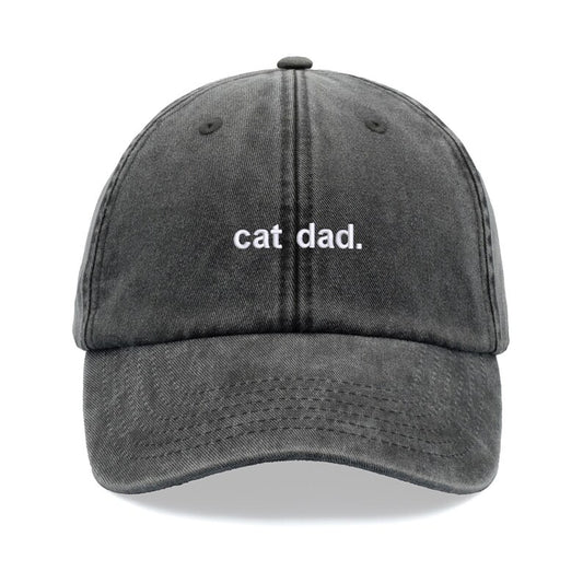 cat dad Baseball Cap Vintage Washed Cotton Unisex Dad Hat Adjustable Funny Faded Sports Sun Summer Holiday Funny Black Cat Man