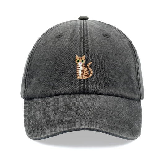 Tabby Cat Baseball Cap Vintage Washed Cotton Unisex Dad Hat Adjustable Funny Faded Sports Sun Summer Holiday Funny Tiger Crazy Cat Lady Man