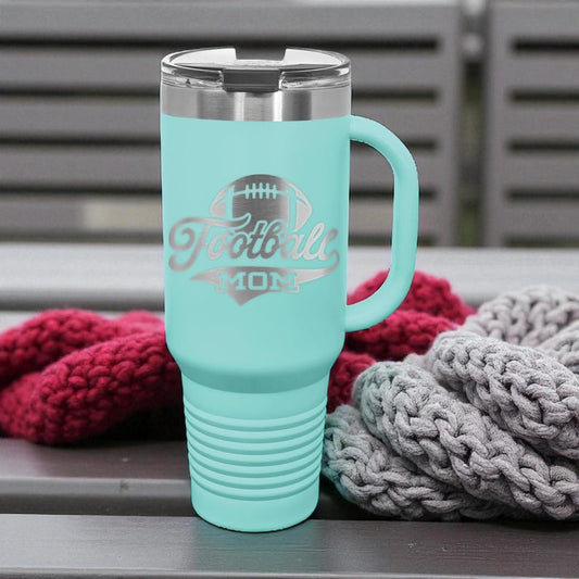Football Mom Gift 40oz Tumbler with Handle | Personalized Football Mom Gift | Game Day Cup, Team Mom Gift