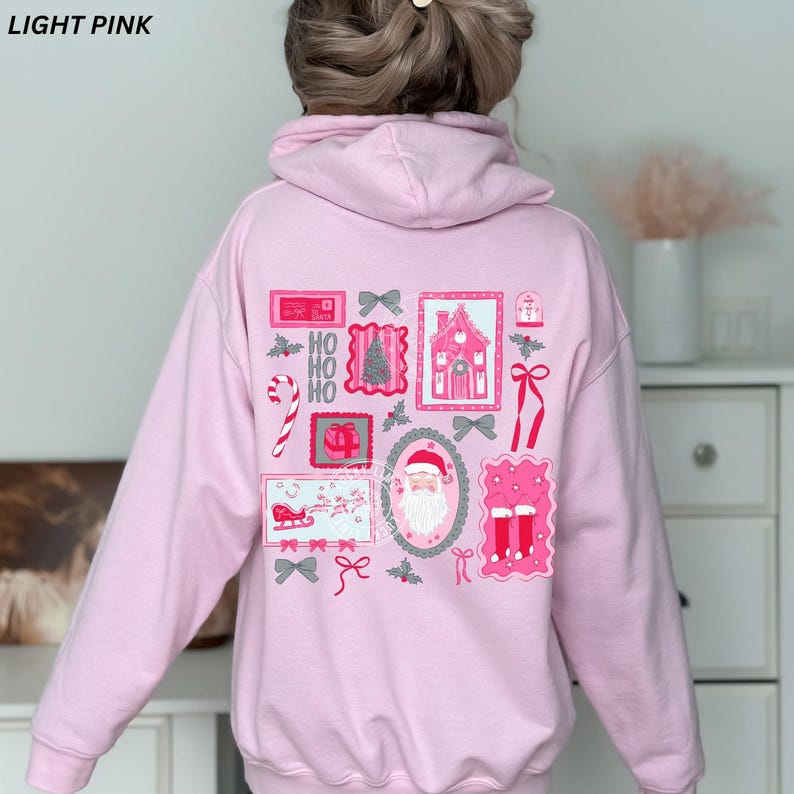 Preppy Christmas Hoodie, Merry Christmas Hoodie, Christmas Frames Sweatshirt, Womens Christmas Gift, Santa Shirt, Whimsical Christmas Hoodie