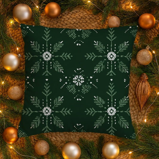 Winter Snowflakes Pillow Cover with Batik Style, Nordic Design Decorative Christmas Cushion Case, Cozy Holiday Home Decor Pillowcase Gift