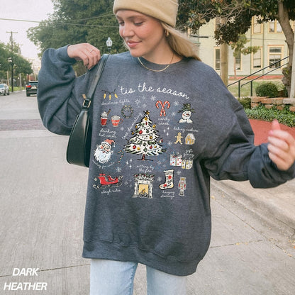 Tis the Season Christmas Sweatshirt, Retro Holiday Shirt, Christmas Tree Shirt, Santa Sweatshirt, Womens Christmas Gift, Festive Sweater