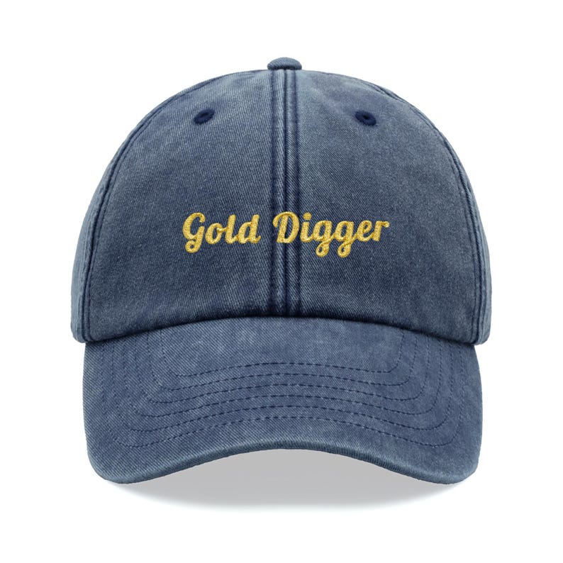 Gold Digger (Metallic Thread) Baseball Cap Vintage Washed Unisex Dad Hat Adjustable Funny Faded Sports Sun Funny Joke Rude Birthday
