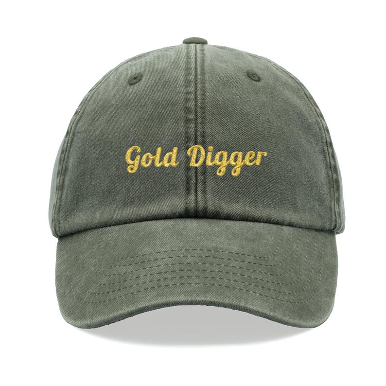Gold Digger (Metallic Thread) Baseball Cap Vintage Washed Unisex Dad Hat Adjustable Funny Faded Sports Sun Funny Joke Rude Birthday