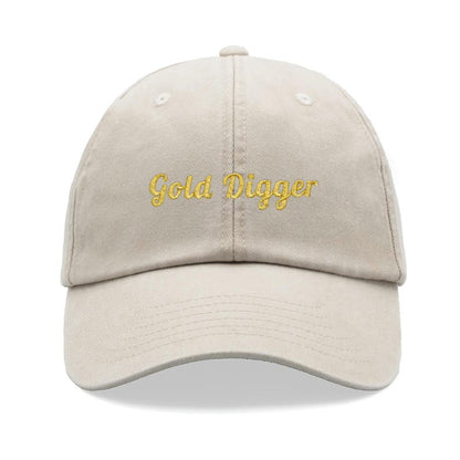 Gold Digger (Metallic Thread) Baseball Cap Vintage Washed Unisex Dad Hat Adjustable Funny Faded Sports Sun Funny Joke Rude Birthday