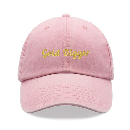 Gold Digger (Metallic Thread) Baseball Cap Vintage Washed Unisex Dad Hat Adjustable Funny Faded Sports Sun Funny Joke Rude Birthday