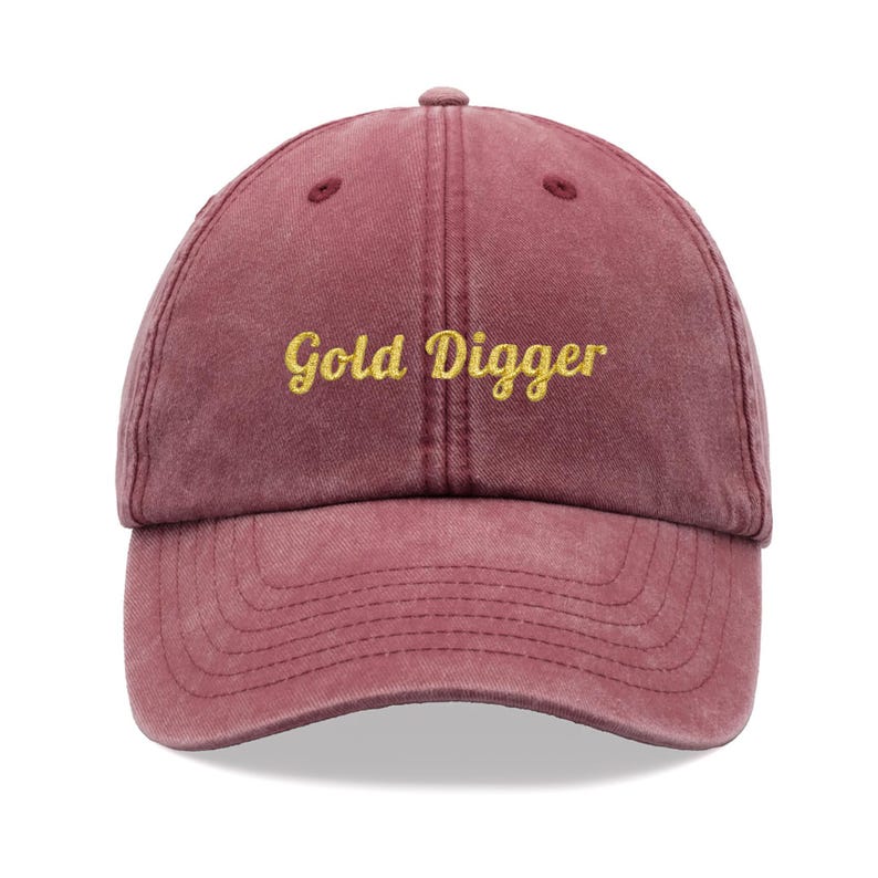 Gold Digger (Metallic Thread) Baseball Cap Vintage Washed Unisex Dad Hat Adjustable Funny Faded Sports Sun Funny Joke Rude Birthday