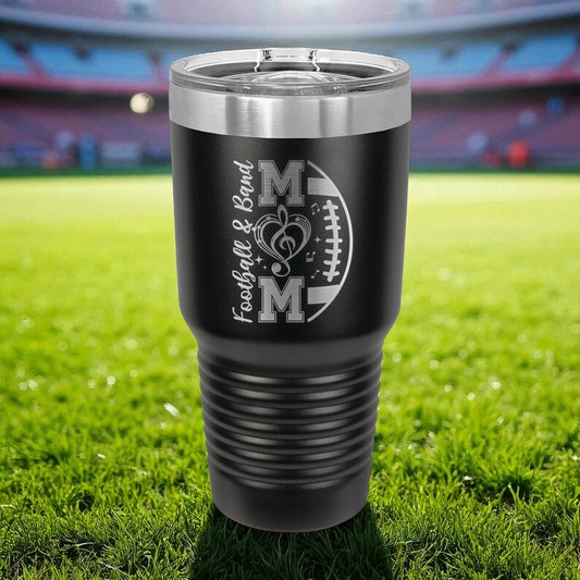Football and Band Mom 30oz Travel Tumbler | Personalized Football Band Mom Gift | Game Day Cup, Team Mom Gift