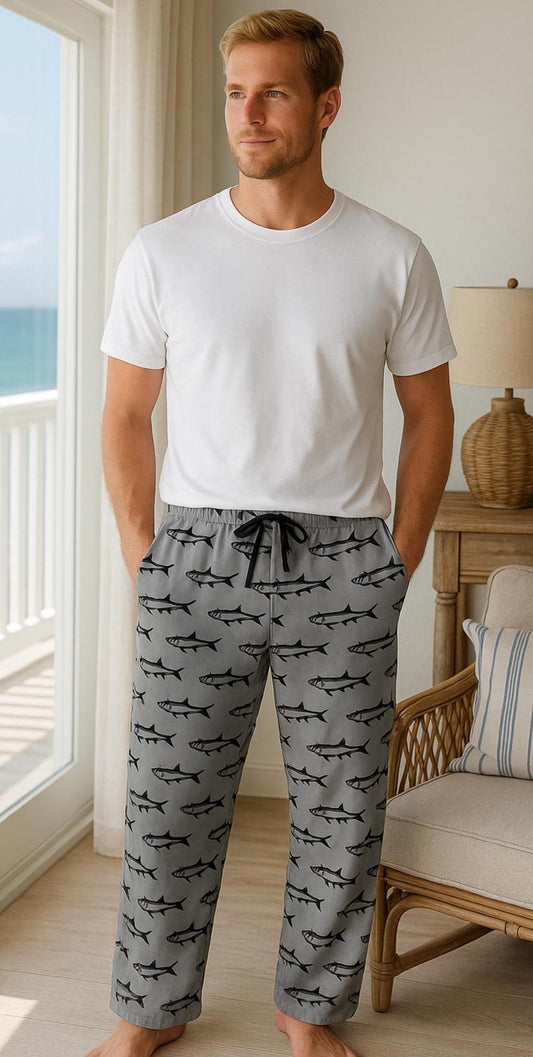 Tarpon Pajama Pants, Fisherman Lounge Pants, Coastal Fishing Sleepwear, Men’s Fishing Gift, Cozy Beach House Pajamas, Ocean Lover PJs