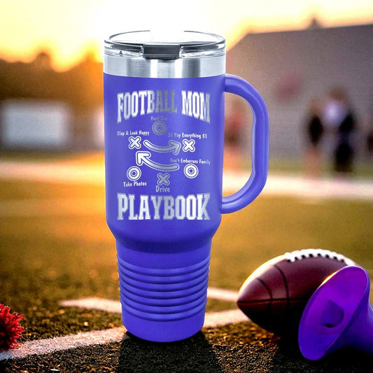Football Mom Playbook 40oz Tumbler with Handle | Personalized Football Mom Gift | Game Day Cup, Team Mom Gift