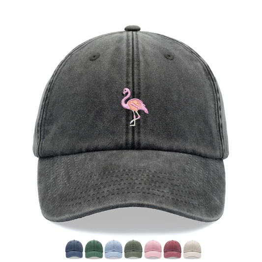 Flamingo Baseball Cap Vintage Washed Cotton Unisex Dad Hat Adjustable Funny Faded Sports Sun Bird Summer Holiday Funny