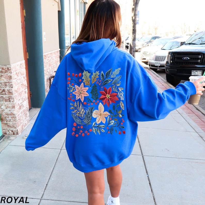 Boho Floral Christmas Hoodie, Womens Christmas Hoodie, Wildflower Hoodie, Aesthetic Hoodie Boho Christmas Coquette Christmas Girly Christmas