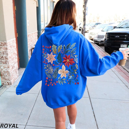 Boho Floral Christmas Hoodie, Womens Christmas Hoodie, Wildflower Hoodie, Aesthetic Hoodie Boho Christmas Coquette Christmas Girly Christmas