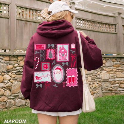 Preppy Christmas Hoodie, Merry Christmas Hoodie, Christmas Frames Sweatshirt, Womens Christmas Gift, Santa Shirt, Whimsical Christmas Hoodie