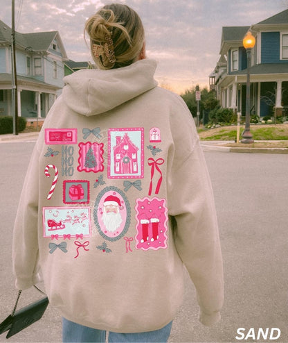 Preppy Christmas Hoodie, Merry Christmas Hoodie, Christmas Frames Sweatshirt, Womens Christmas Gift, Santa Shirt, Whimsical Christmas Hoodie