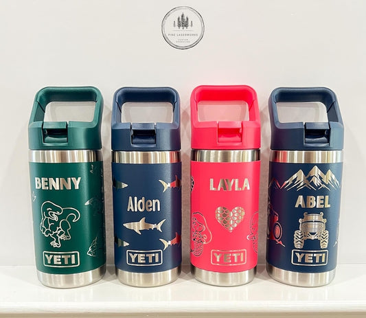 Personalized Kids YETI 12oz Water Bottle 12 Designs and 8 Colors to Choose From Birthday Summer Break Back to School Boy Girl Flip Straw