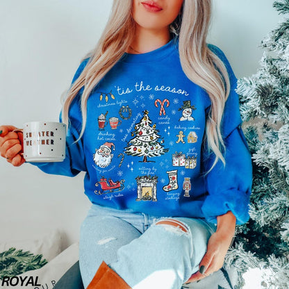 Tis the Season Christmas Sweatshirt, Retro Holiday Shirt, Christmas Tree Shirt, Santa Sweatshirt, Womens Christmas Gift, Festive Sweater
