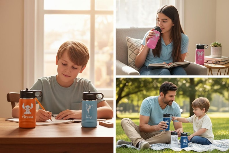 Custom Disney Water Bottle, Personalized Kids Tumbler with Name, First Family Disney Trip Laser Engraved Cup, Gift for Kids