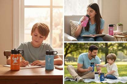 Custom Disney Water Bottle, Personalized Kids Tumbler with Name, First Family Disney Trip Laser Engraved Cup, Gift for Kids
