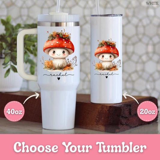 Mushroom Tumbler Personalized Mushroom 40oz Tumbler with Handle Custom Mushroom Gifts for Women Mushroom Cup for Mushroom Lover Gift 40 oz