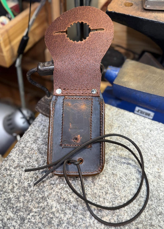 Leather Saddle Horn Phone Case, Tie Down Strap, Handmade Buffalo Leather Holster, USA