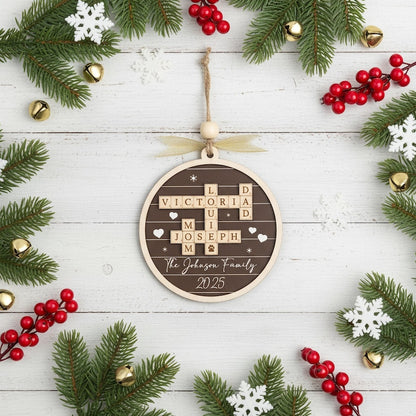 Custom Crossword Wooden Ornament, Hanging Display and Keepsake D35