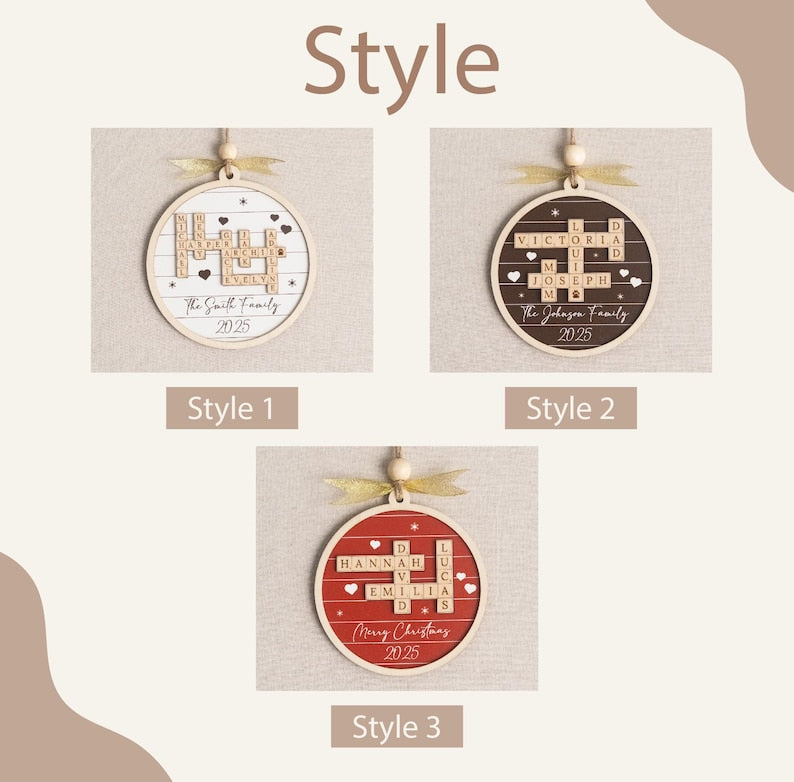 Custom Crossword Wooden Ornament, Hanging Display and Keepsake D35