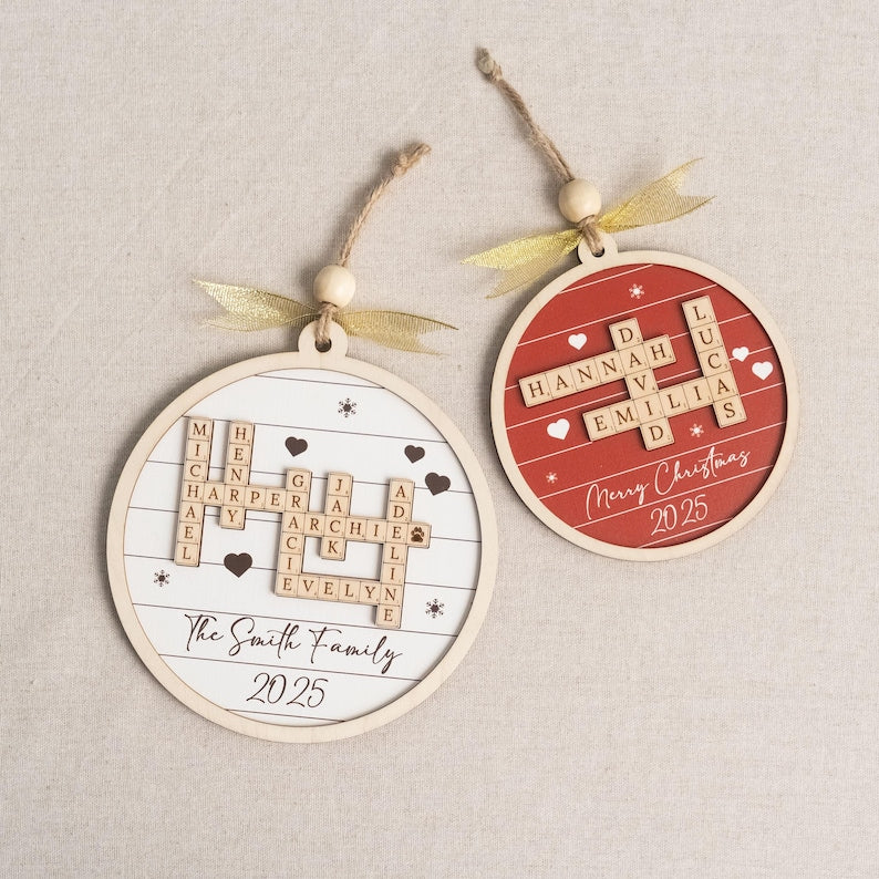 Custom Crossword Wooden Ornament, Hanging Display and Keepsake D35
