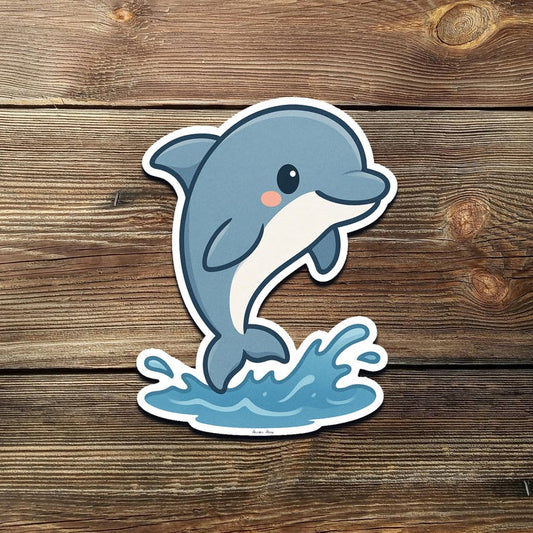 Kawaii Dolphin Sticker | Waterproof Vinyl Decal, Laptop, Water Bottle