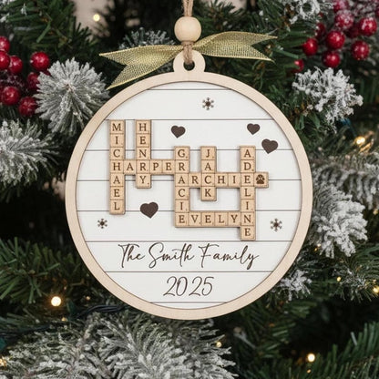 Custom Crossword Wooden Ornament, Hanging Display and Keepsake D35